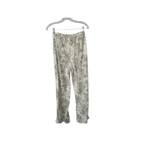 ASOS Green Tropical Palm Print Split Front Wide Leg Pants Women’s Size 6 - Picture 6 of 10
